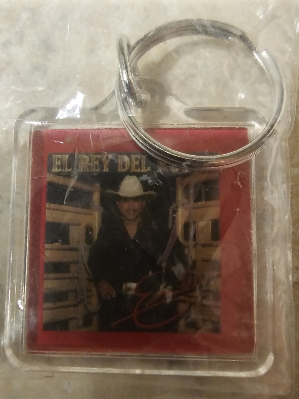 Emilio Red Square Keychain  Accessory with Ring